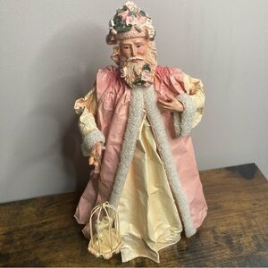 Vintage SILVESTRI Paper Mache Santa - Pink Father Christmas Tree Topper Decor